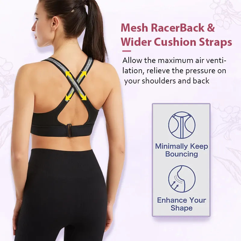 🔥(PACK OF 3)🏆Wireless Supportive Adjustable Zip Front Sports Bra