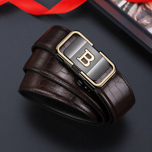🎁Men's Crocodile-Patterned Automatic Buckle Belt [ BUY 1 GET 1 FREEE ]