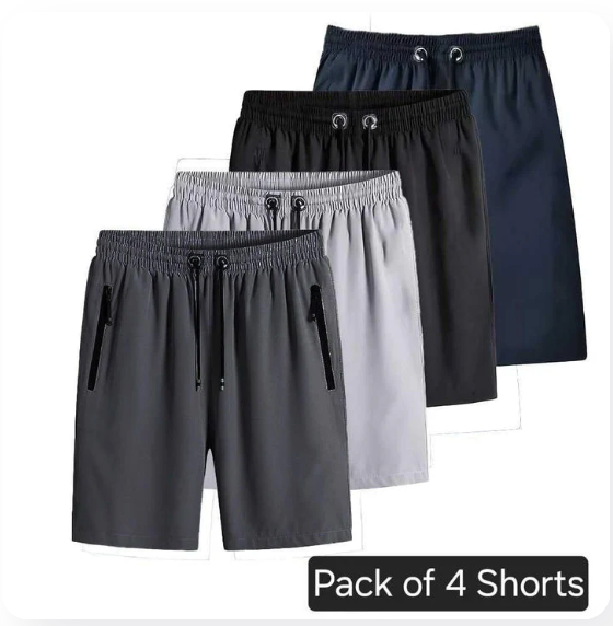 (Pack of 4) Men Stretchable Shorts | Ideal for Regular Summer Casual Wear, Soft Breathable Fabric |Men (Pack of 4)