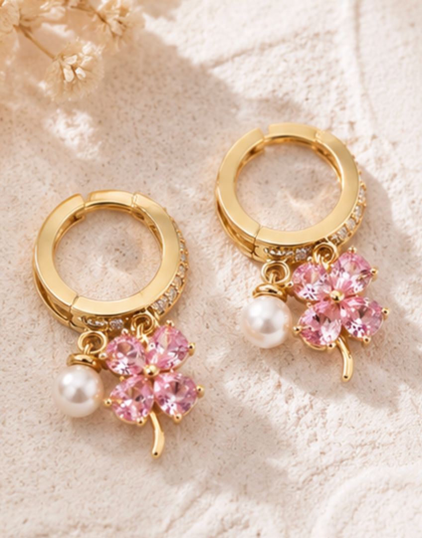 Rose Petal Pearl Earrings